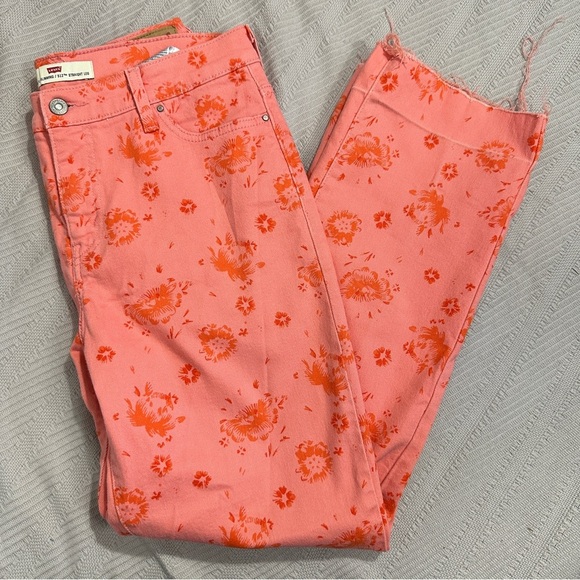 Levi's Perfectly Slimming 512 Straight Leg jeans, pink/orange, floral, spring - Picture 5 of 16